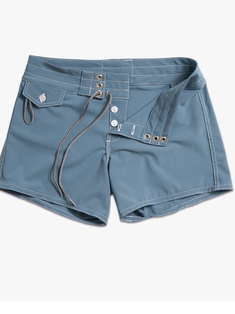 Birdwell Women's Slate Blue Surf Shorts with Contrast Stitching